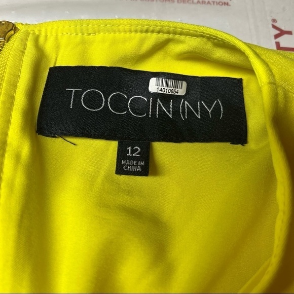Toccin Yellow Asymmetric Sheath Work Cocktail Dress Size 12 - Picture 7 of 7